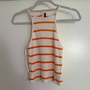 ZARA Striped orange/white tank top -- S